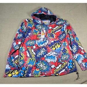 Oh Snap! Comic Book Hoodie Jacket XL Red‎ Blue Pop Art Pullover Fun